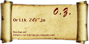 Orlik Zója névjegykártya